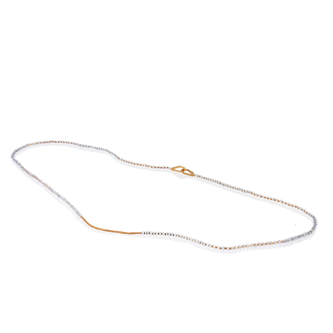 Collar piedra luna Rainbow con secuencia de hematita