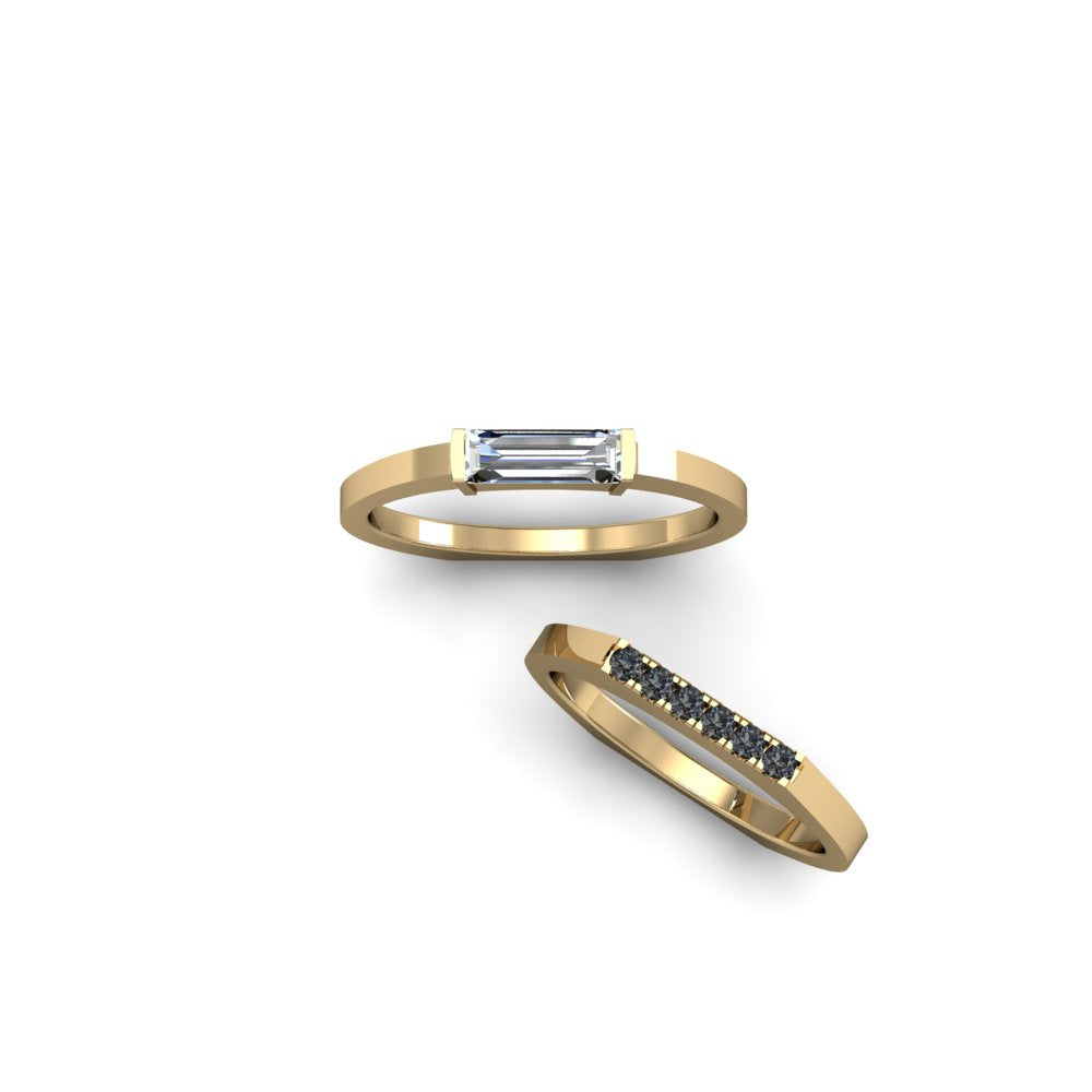 BIG BAGUETTE AND BLACK DIAMONDS WEDDING BANDS | ANILLOS DE MATRIMONIO CON BAGUETTE Y DIAMANTES NEGROS