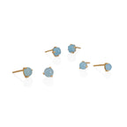 Aretes en oro amarillo con aguamarinas cabuchon 5mm, 6mm y sugar loaf
