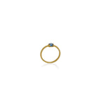 Anillo reticulado en oro amarillo con zafiro montana cabuchon de 4mm
