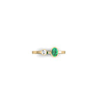 ANILLO BALANCE ESMERALDA OVALADA Y DIAMANTE REDONDO
