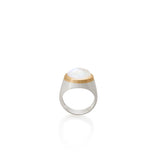 GOLD BORDER OVAL RAINBOW MOONSTONE  |  ANILLO PIEDRA LUNA OVALO BORDE ORO