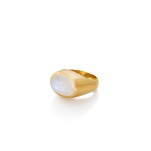 RAINBOW MOONSTONE YELLOW GOLD RING | ANILLO PIEDRA LUNA RAINBOW ORO AMARILLO