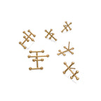 retes Taches mini en plata, foto con varios en enchape oro amarillo. Joyería de autor, hecho en Colombia por Mariana Shuk.