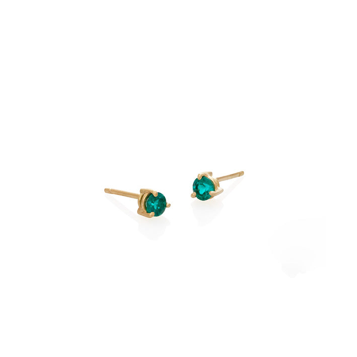 ARETES CON ESMERALDAS REDONDAS EN ORO AMARILLO