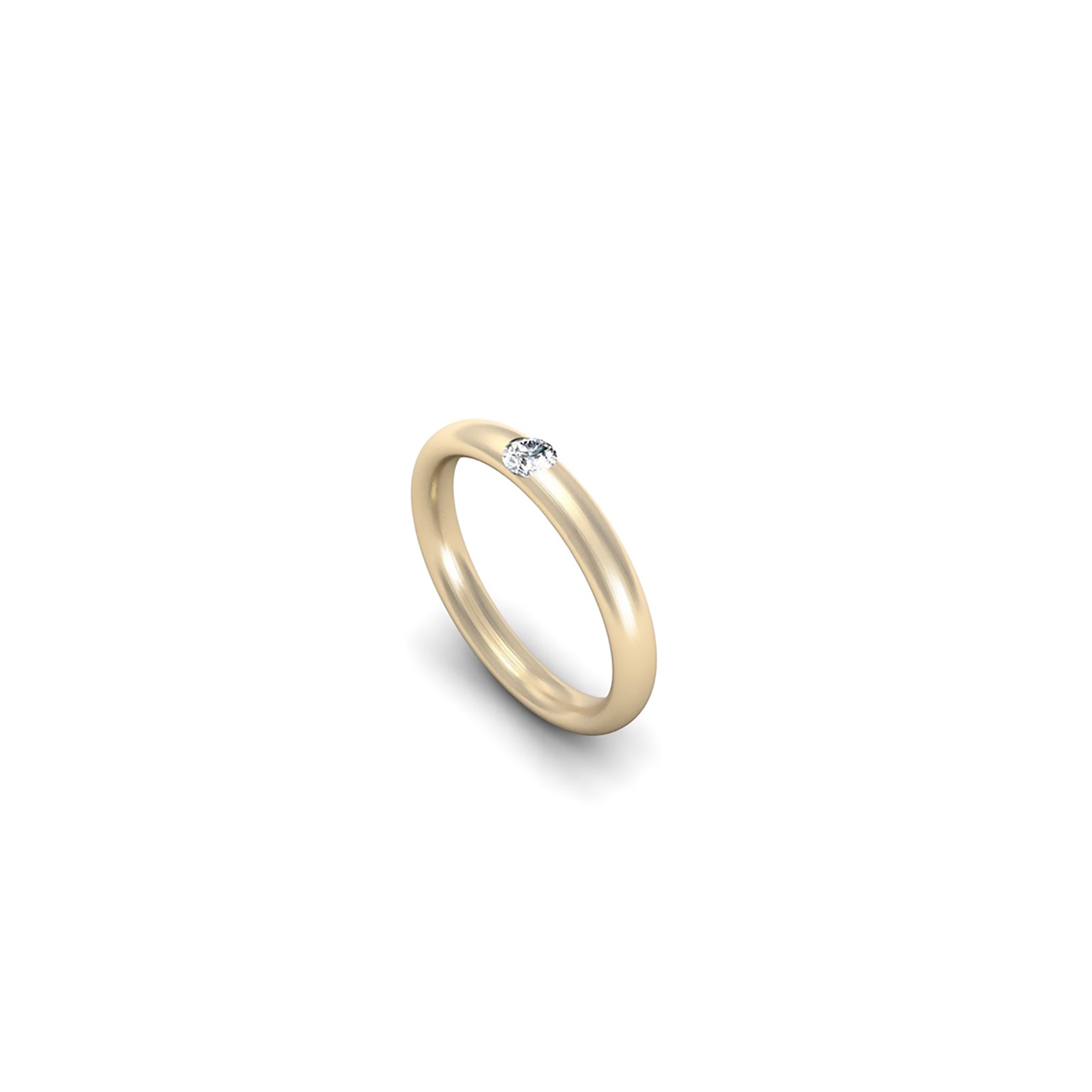 Argolla de matrimonio en oro amarillo de 18k con diamante redondo 0.12ct
