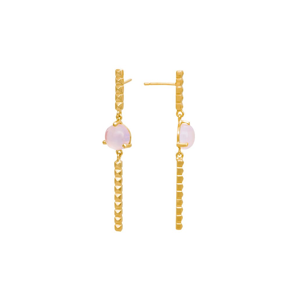 MOVIBLE STUDS PENDANTS WITH LAVENDER MOONSTONE | PENDIENTES MOVIBLES CON TACHES Y PIEDRA LUNA LAVANDA