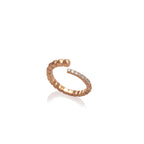 Anillo caracol taches en oro rosado de 18k con 6 diamantes redondos, vista frontal, alta joyería hecha a mano en Colombia.